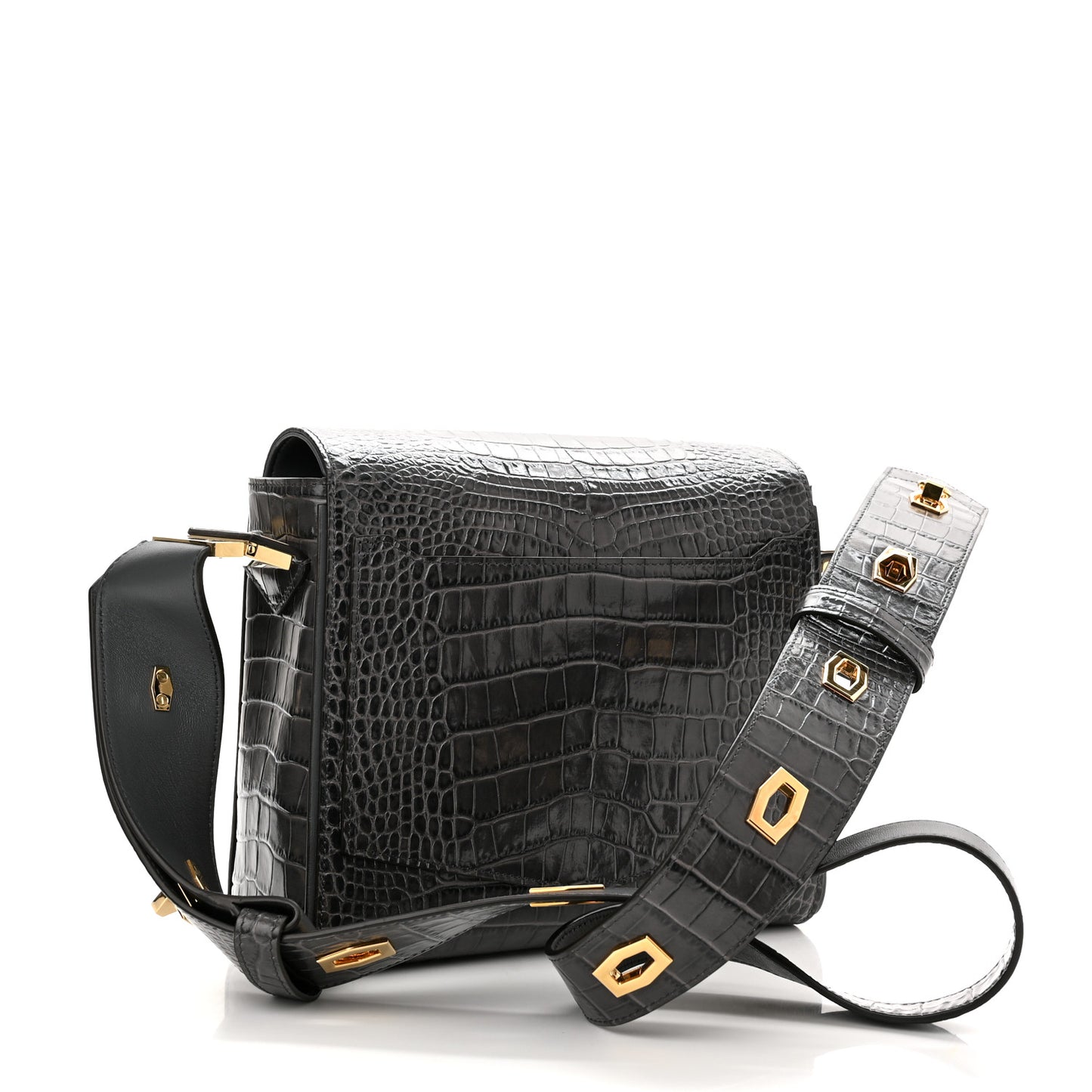 Calfskin Crocodile Embossed Medium Eden Storm Grey