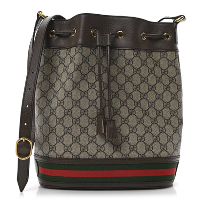 Gucci GG Supreme Monogram Web Ophidia Bucket Bag Brown 1 of 10