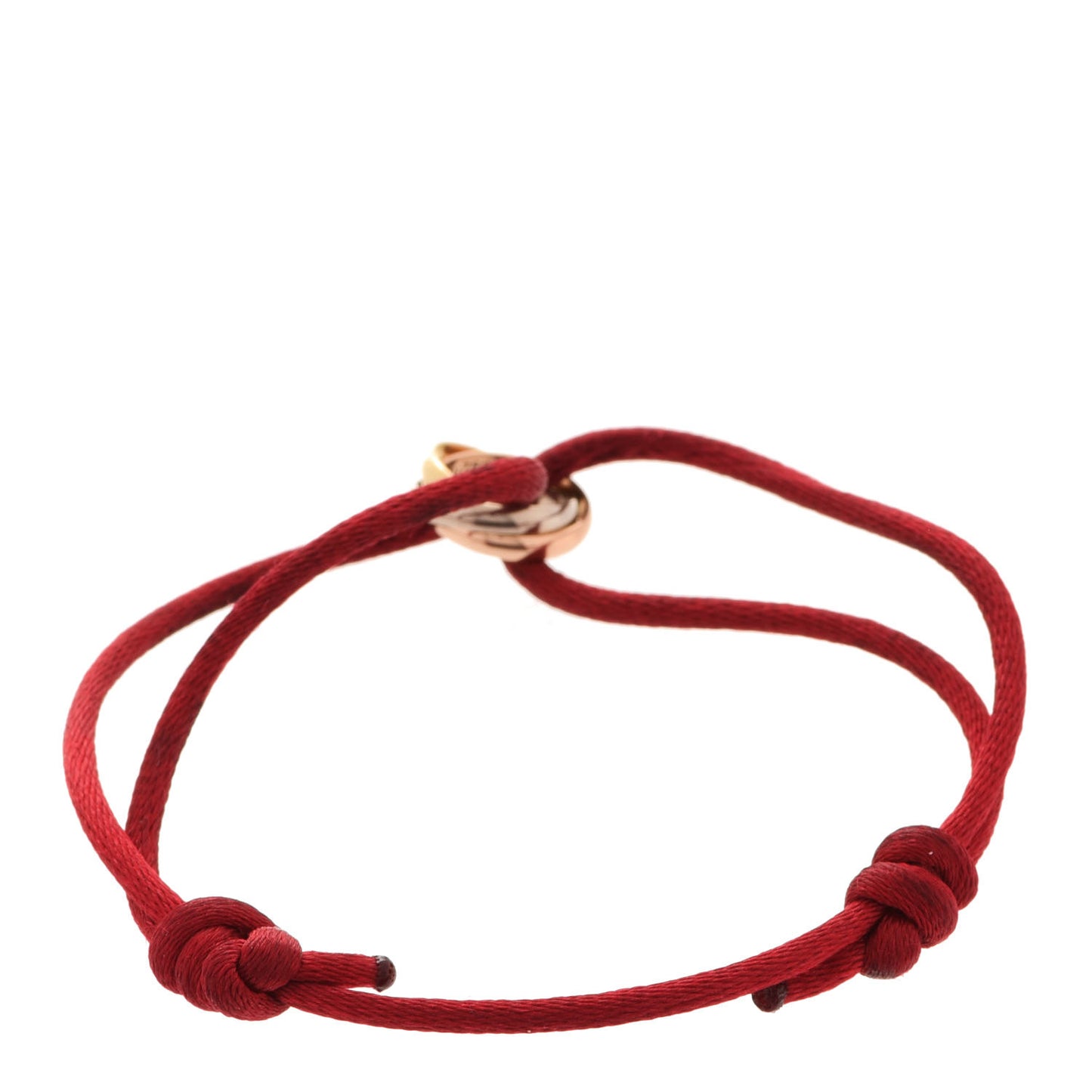 18K Pink Yellow White Gold Trinity Cord Bracelet Red