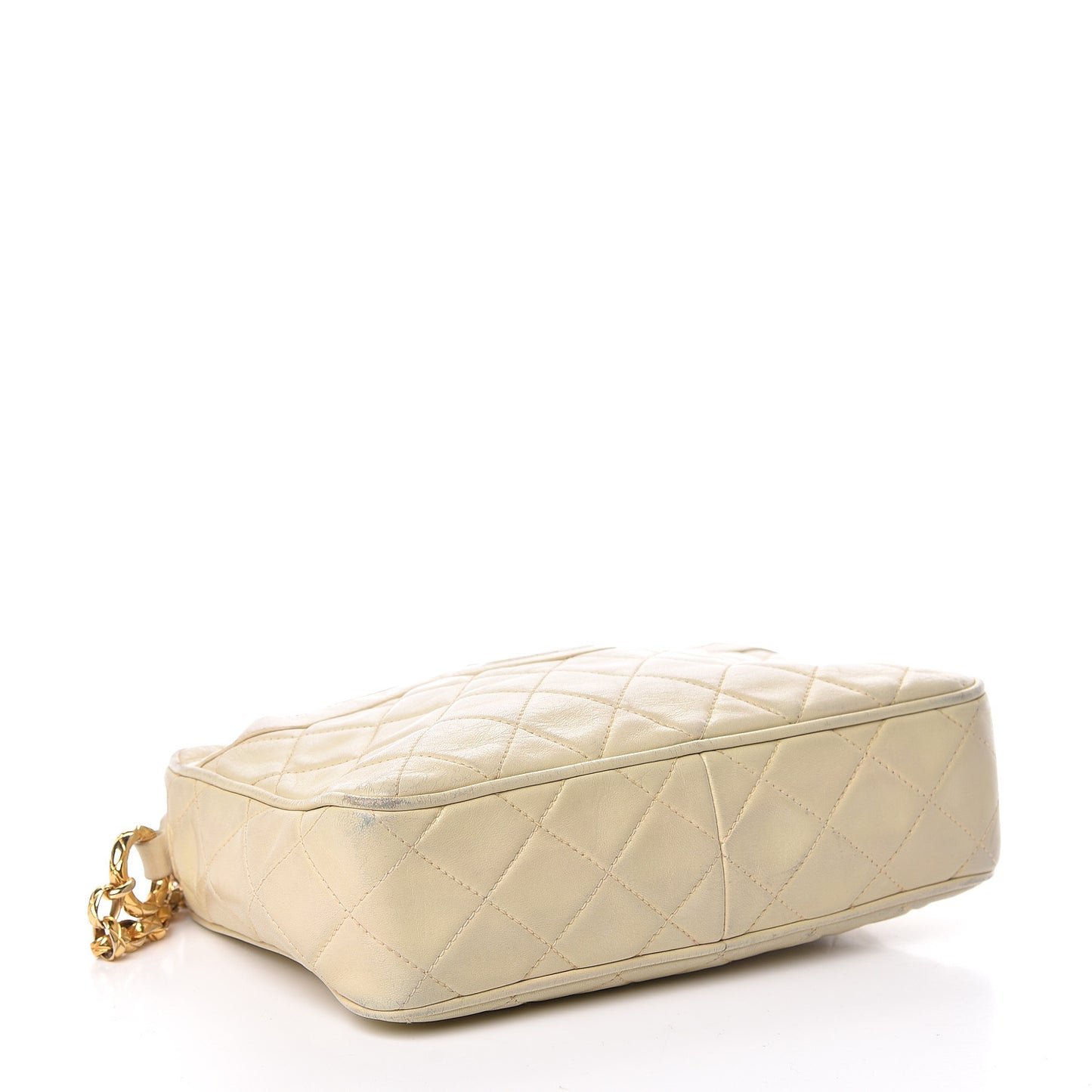 Lambskin Quilted Tassel Camera Case Pouch Beige