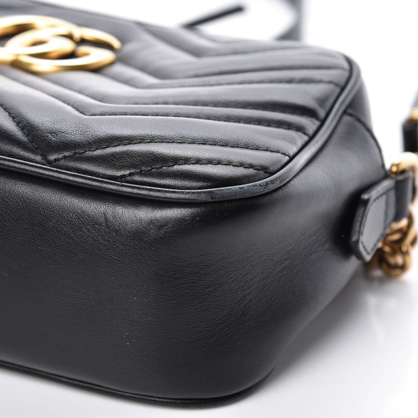 Calfskin Matelasse Small GG Marmont Chain Shoulder Bag Black