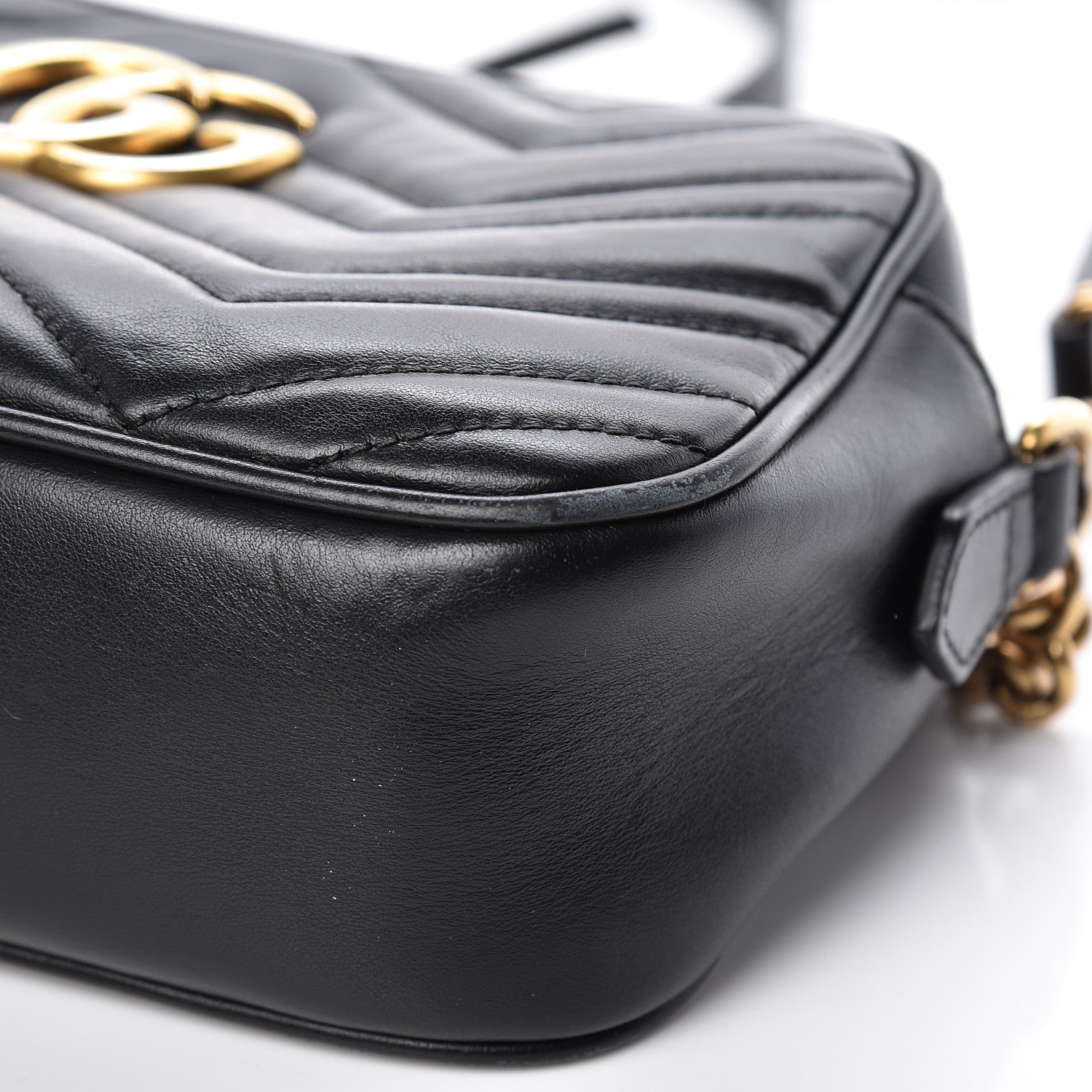 Gucci Calfskin Matelasse Small GG Marmont Chain Shoulder Bag Black 6 of 11