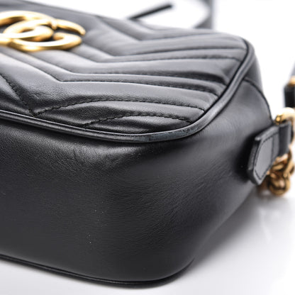 Gucci Calfskin Matelasse Small GG Marmont Chain Shoulder Bag Black 6 of 11
