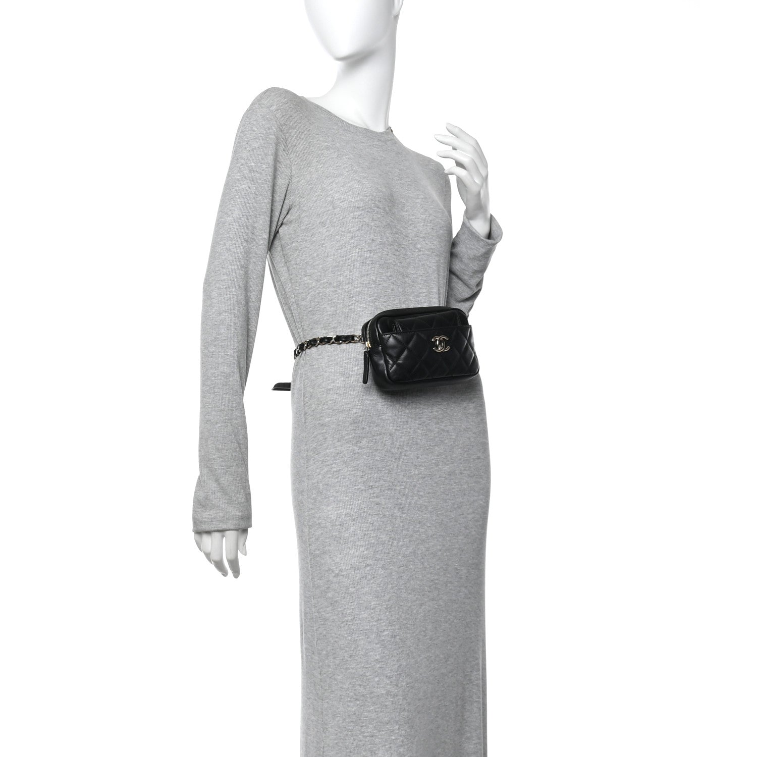 Chanel Lambskin Quilted Waist Bag With Pouch Black 2 of 12