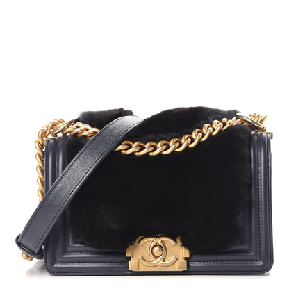 Chanel Orylag Rabbit Fur Calfskin Small Boy Flap Navy 1 of 7