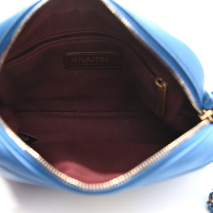Chanel Lambskin Chevron Quilted Pyramid CC Camera Case Blue 5 of 11