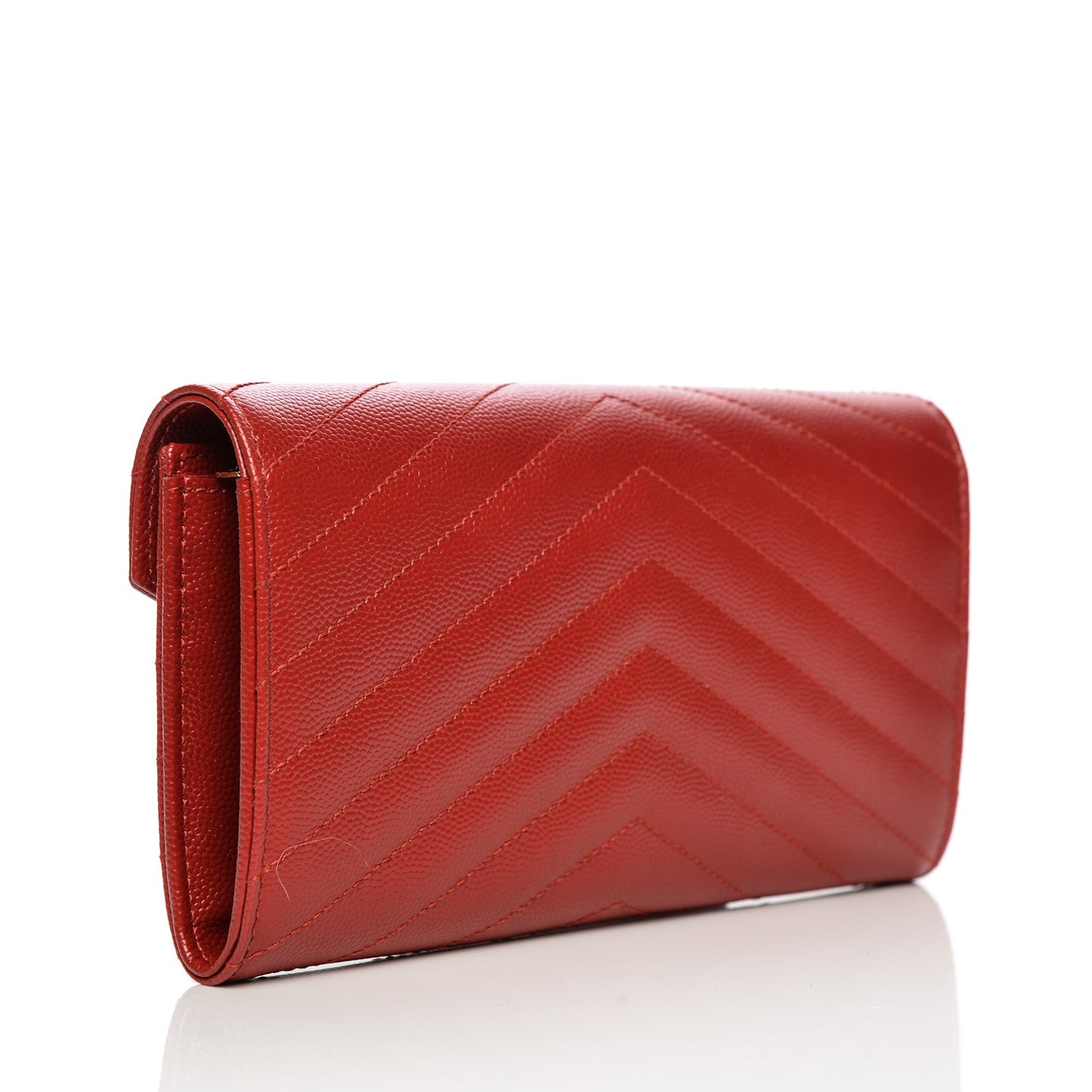 Grain De Poudre Matelasse Chevron Monogram Flap Wallet New Red