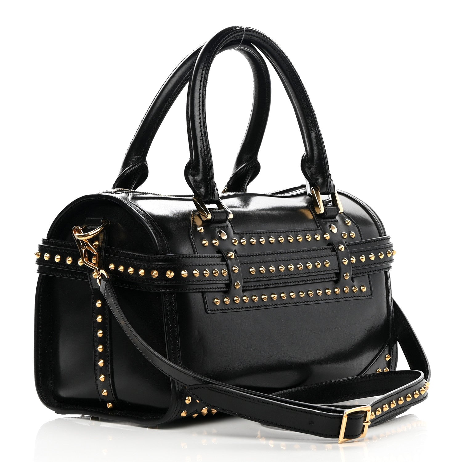Burberry Polished Bridle Calfskin Studded Bag Black 3 of 17