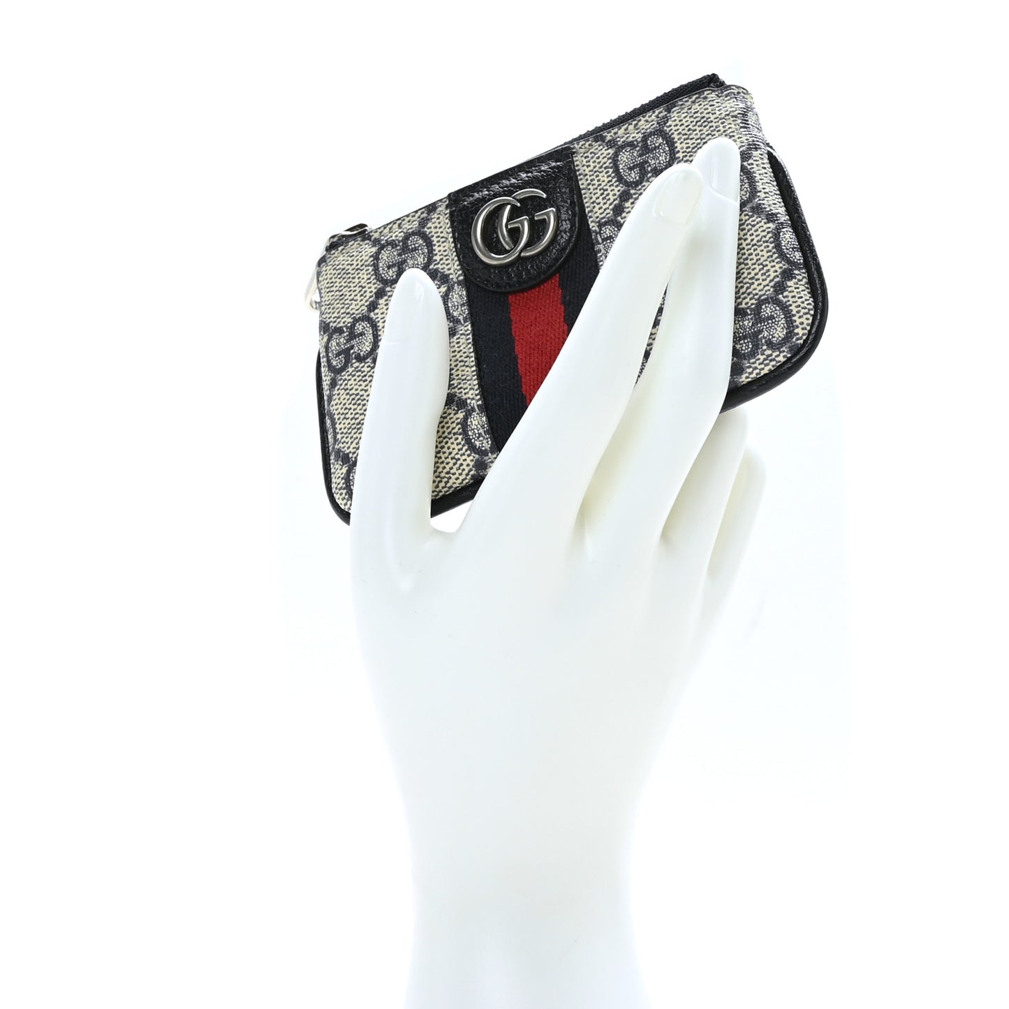 GG Supreme Monogram Web Ophidia Key Case Beige Blue