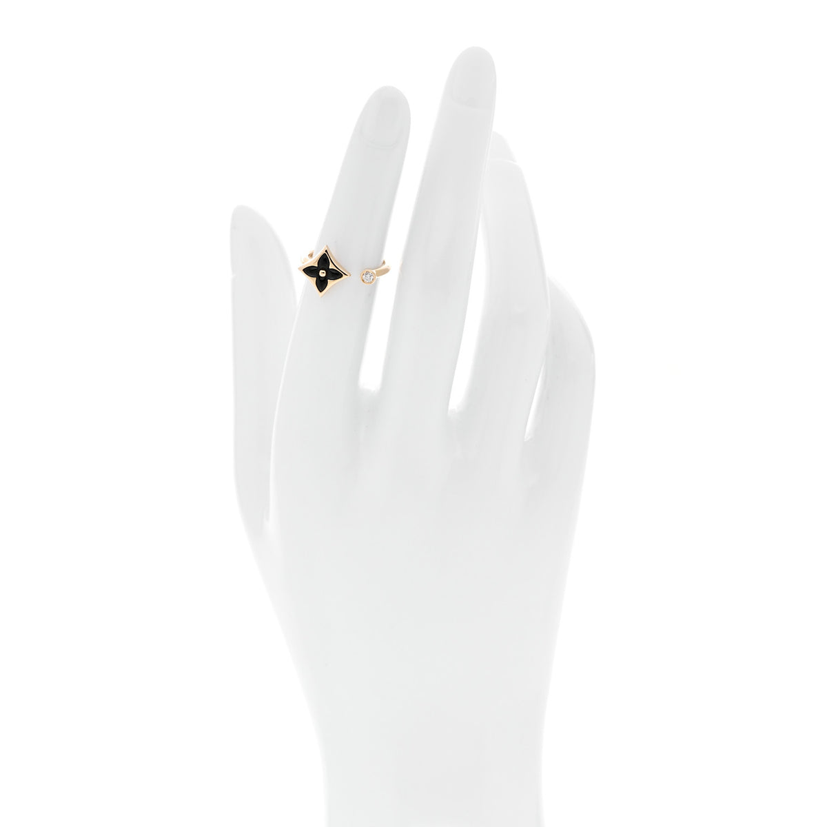 Louis Vuitton 18K Yellow Gold Diamond Black Onyx Mini Color Blossom Star Ring 48 4.5 2 of 5
