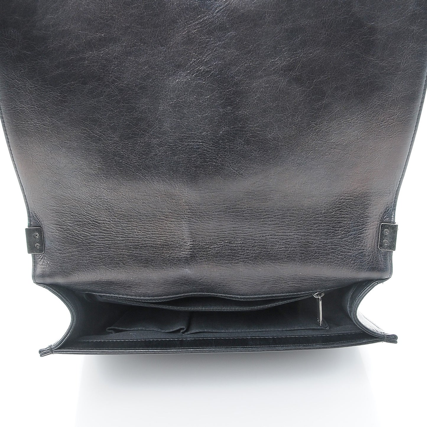 Calfskin Embossed Stitch Large Boy Flap Black