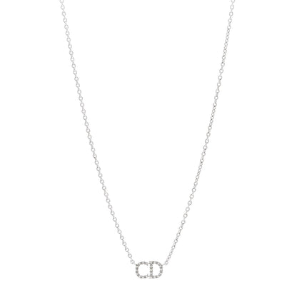Christian Dior Metal Crystal Clair D Lune Necklace Silver 1 of 4