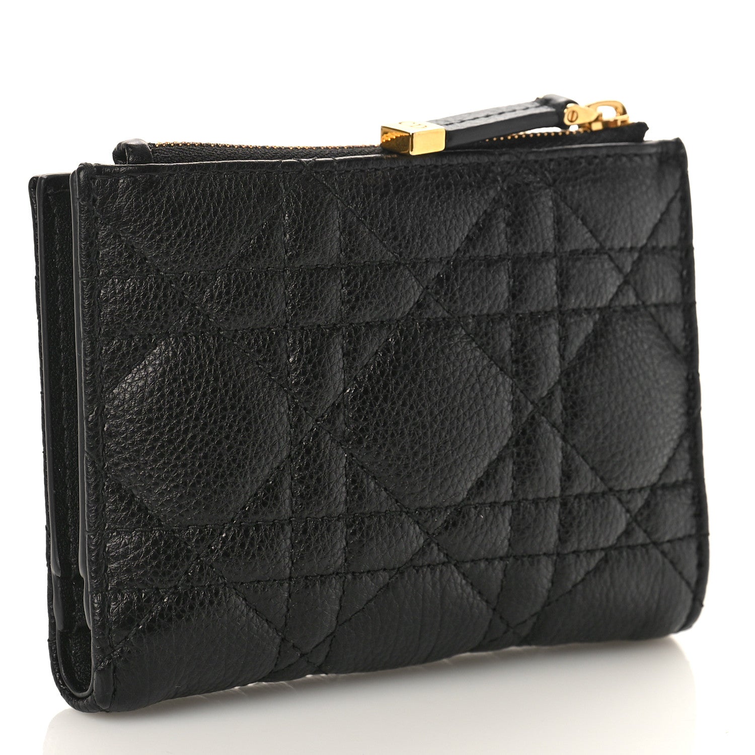 Christian Dior Grained Calfskin Supple Cannage Caro Dahlia Wallet Black 3 of 8