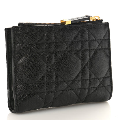 Christian Dior Grained Calfskin Supple Cannage Caro Dahlia Wallet Black 3 of 8