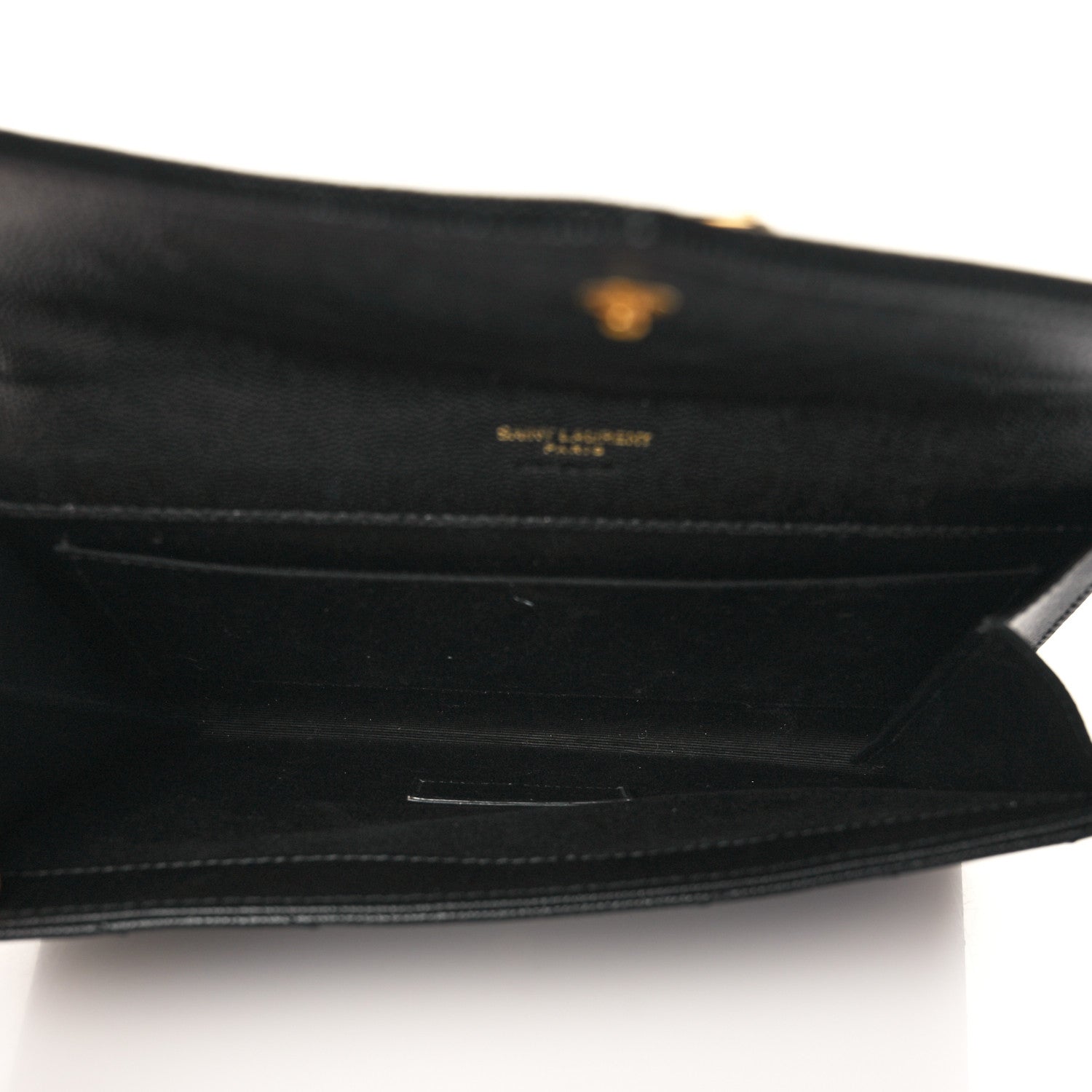 Saint Laurent Grain De Poudre Matelasse Chevron Monogram Envelope Clutch Black 6 of 9