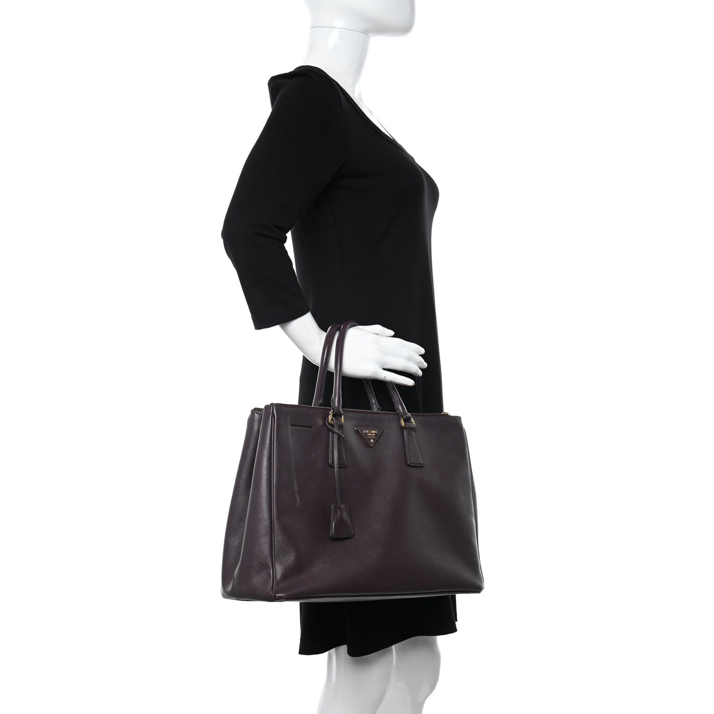 Saffiano Large Galleria Double Zip Tote Bordeaux