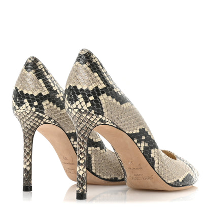 Jimmy Choo Calfskin Snakeskin Embossed Romy 85 Pumps 38 Natural 5 of 7