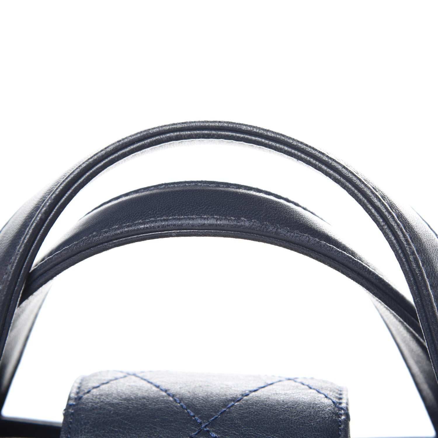 Chanel Lambskin Stitched Large Around The Corner Shopping Tote Deep Marine 14 of 15
