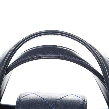 Chanel Lambskin Stitched Large Around The Corner Shopping Tote Deep Marine 14 of 15