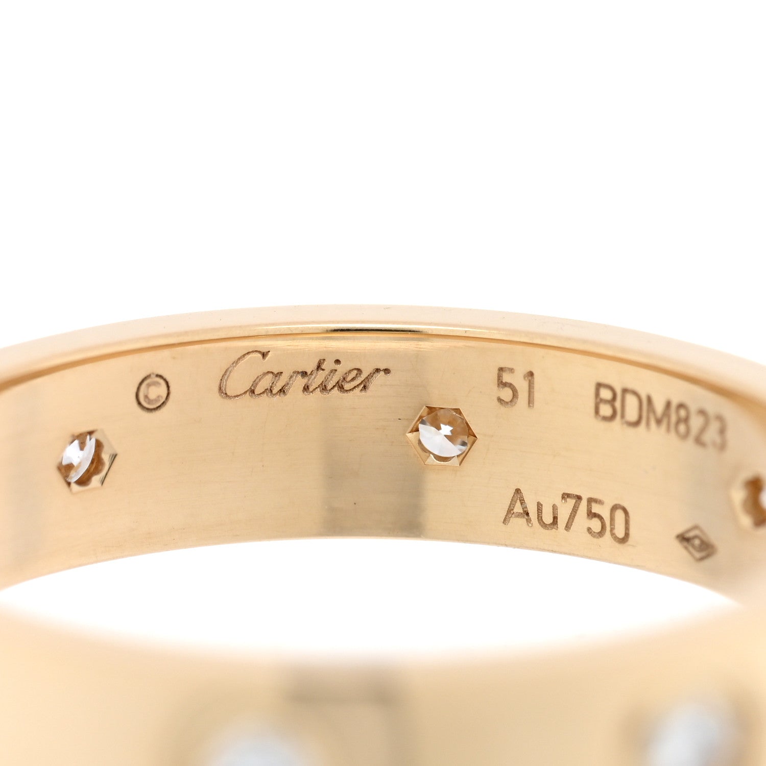 Cartier 18K Yellow Gold 8 Diamond 4mm LOVE Wedding Band Ring 51 5.75 4 of 5