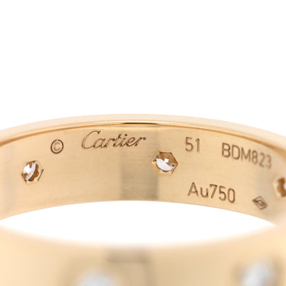 Cartier 18K Yellow Gold 8 Diamond 4mm LOVE Wedding Band Ring 51 5.75 4 of 5
