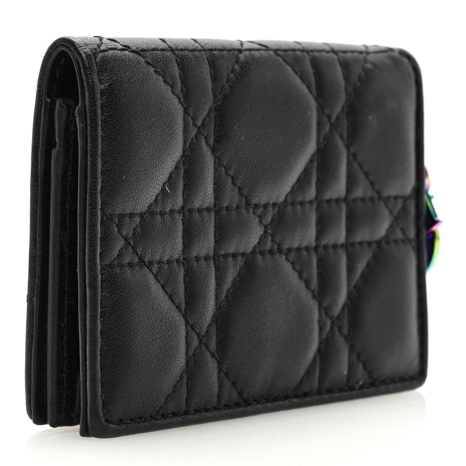 Christian Dior Lambskin Cannage Small Lady Dior Flap Card Holder Black 3 of 6