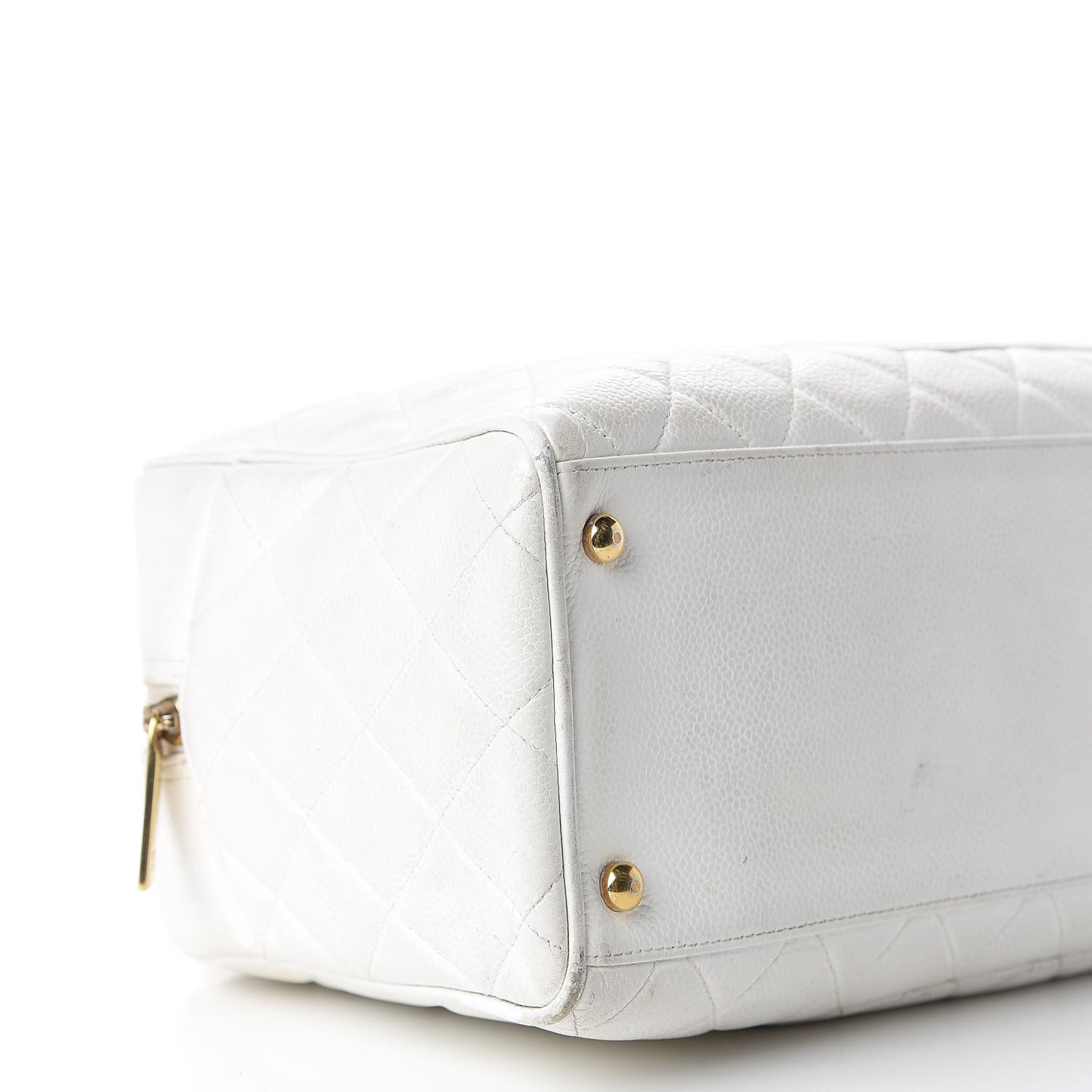 Caviar Quilted Large Bowler White