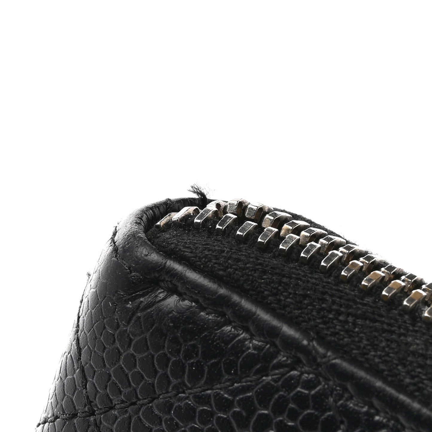 Caviar Quilted Large Gusset Zip Around Wallet Black