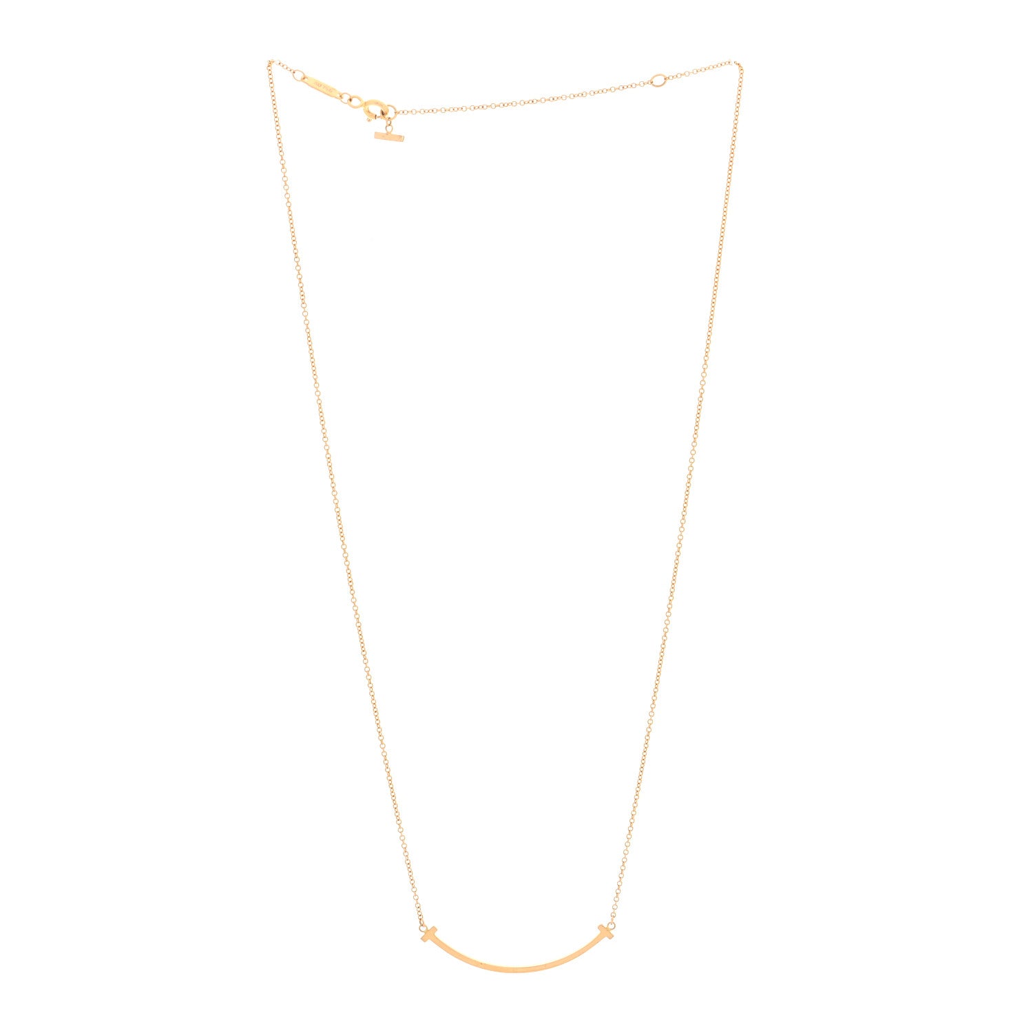 Tiffany 18K Rose Gold Small T Smile Pendant Necklace 2 of 4