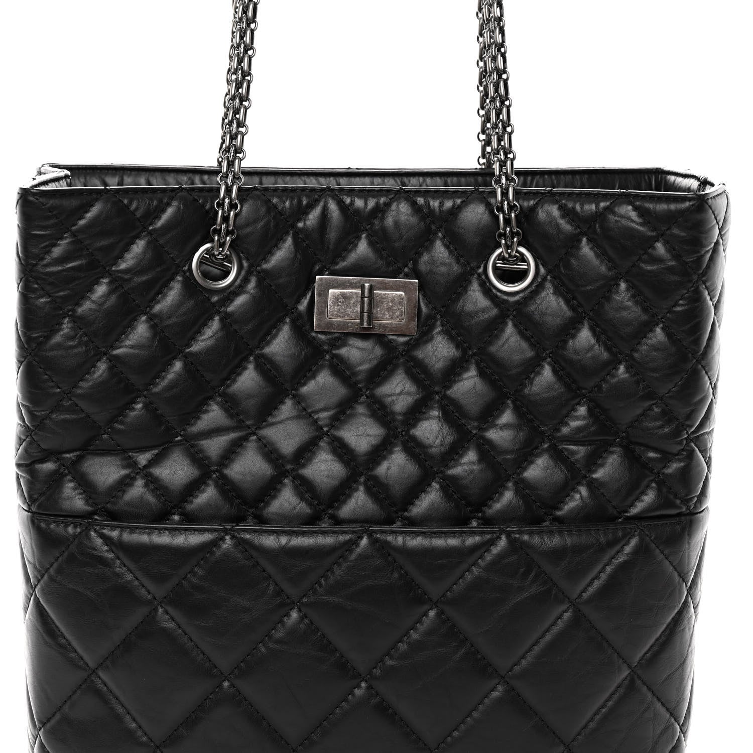 Chanel Aged Calfskin Quilted Reissue 2.55 Tote Black 7 of 9