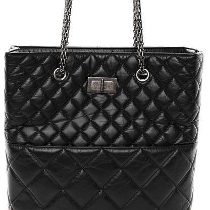Chanel Aged Calfskin Quilted Reissue 2.55 Tote Black 7 of 9