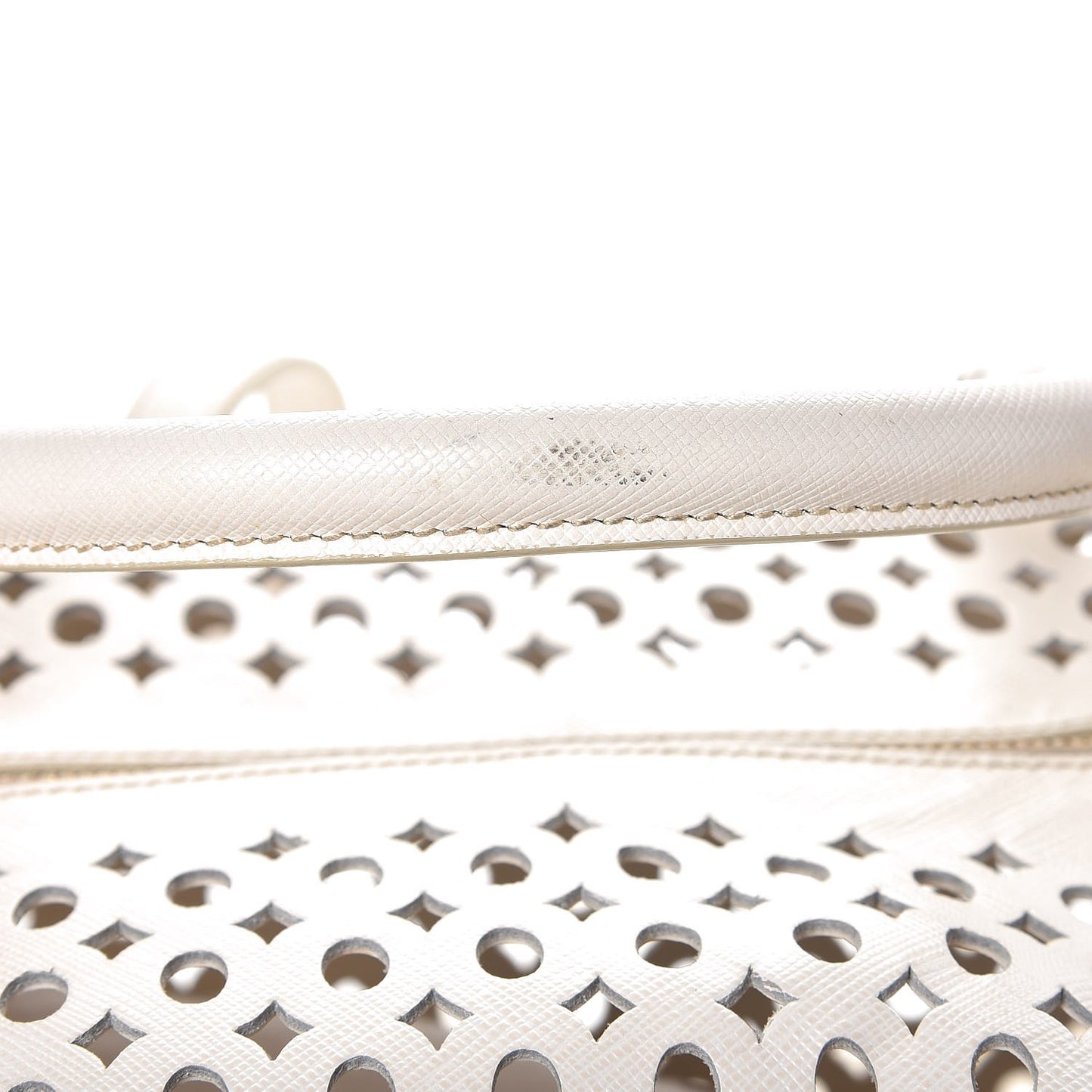 Saffiano Perforated Satchel White