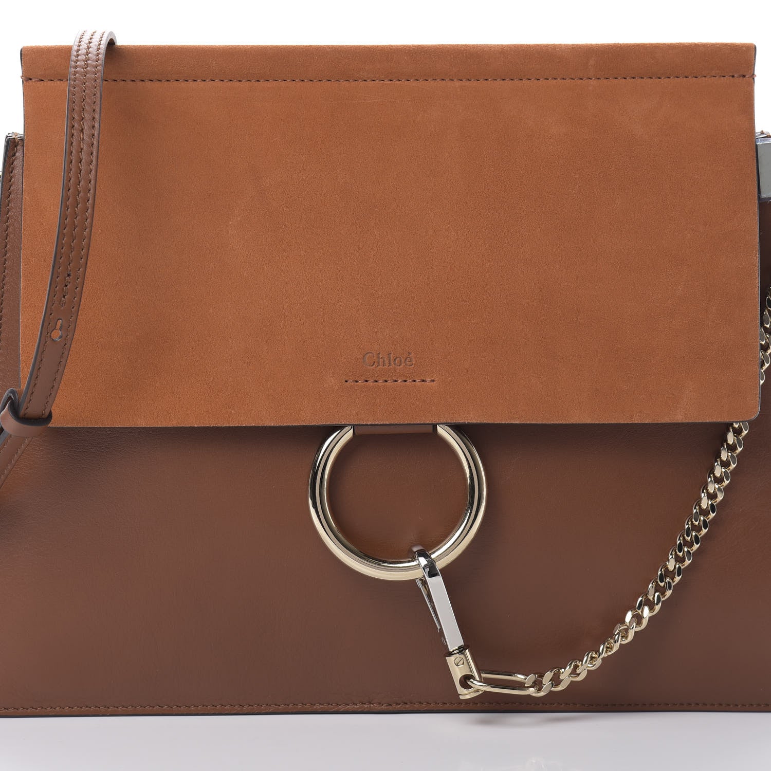 Chloe Suede Calfskin Medium Faye Shoulder Bag Tobacco 8 of 12