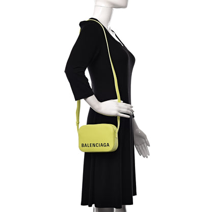 Balenciaga Signature Grained Calfskin Logo XS Ville Camera Bag Acid Green Black 2 of 10
