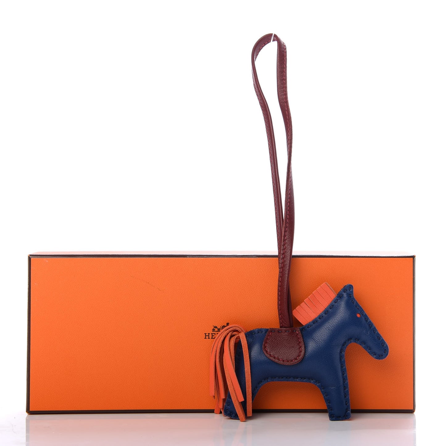 Milo Lambskin Grigri Rodeo Bag Charm PM Bleu De Malte Rouge H Orange Poppy