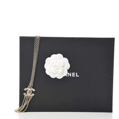 Chanel Multi Strand Chain Baguette Crystal CC Necklace Gold 7 of 7