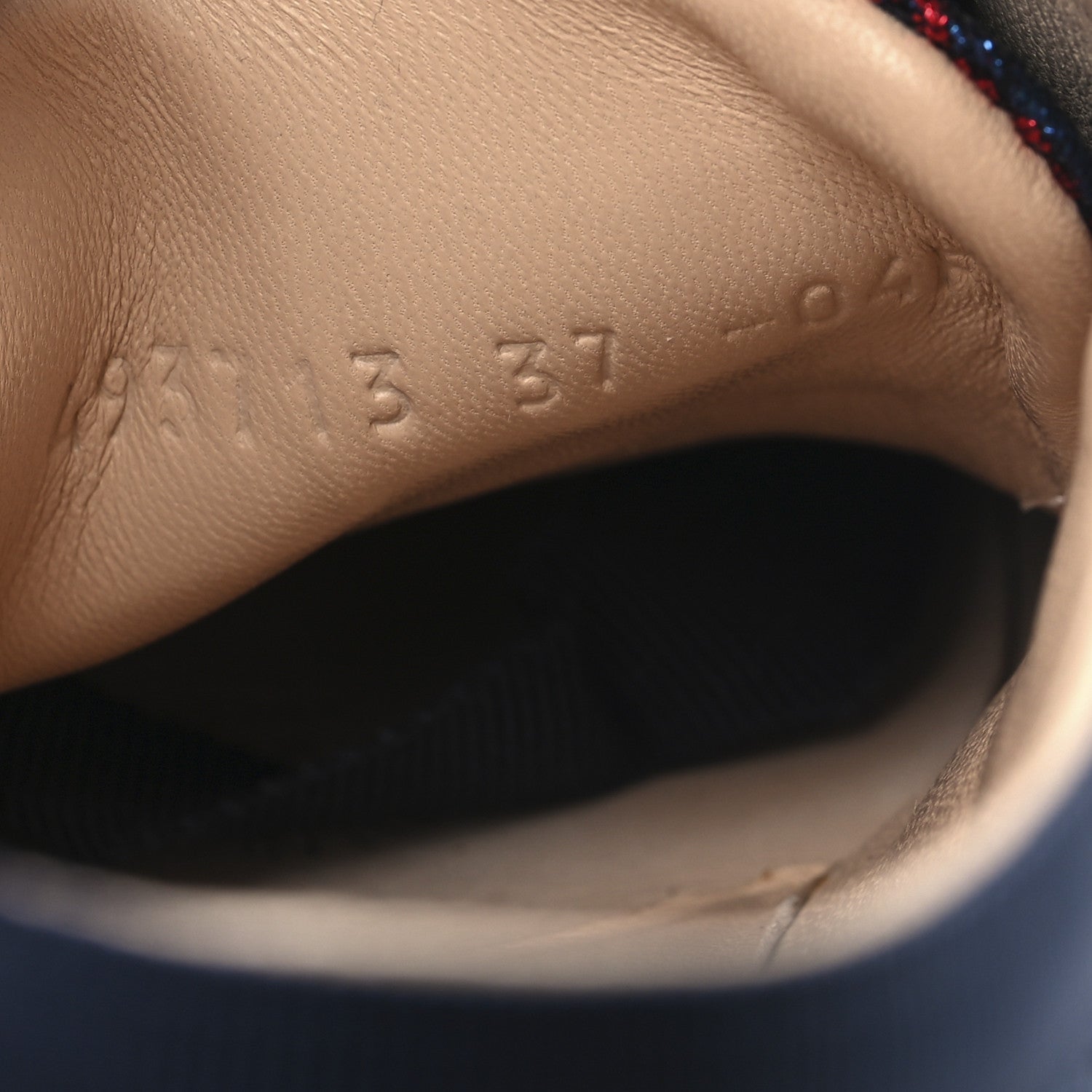 Gucci Lurex Calfskin Web GG Monogram Womens Falacer Sneakers 37 Iridescent Blue Iridescent Red Silver 7 of 9