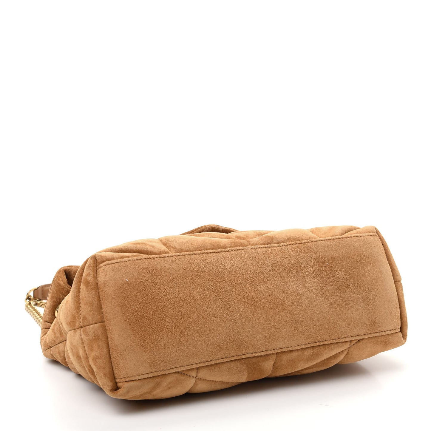 Suede Calfskin Quilted Small Loulou Puffer Monogram Chain Satchel Cinnamon