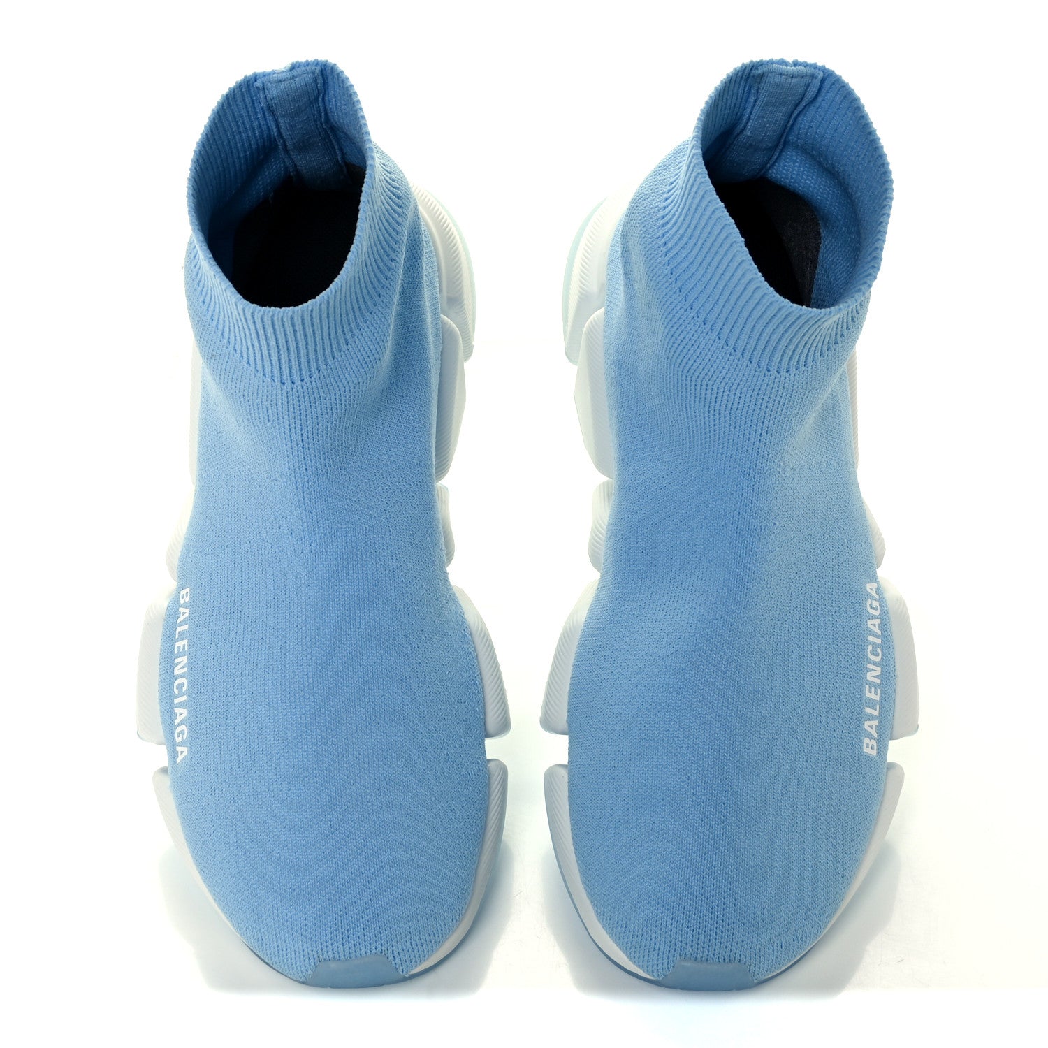 Balenciaga Technical 3D Recycled Knit Bi-Color Speed 2.0 Transparent Sole Sneakers 36 Blue White Transparent Blue 5 of 11