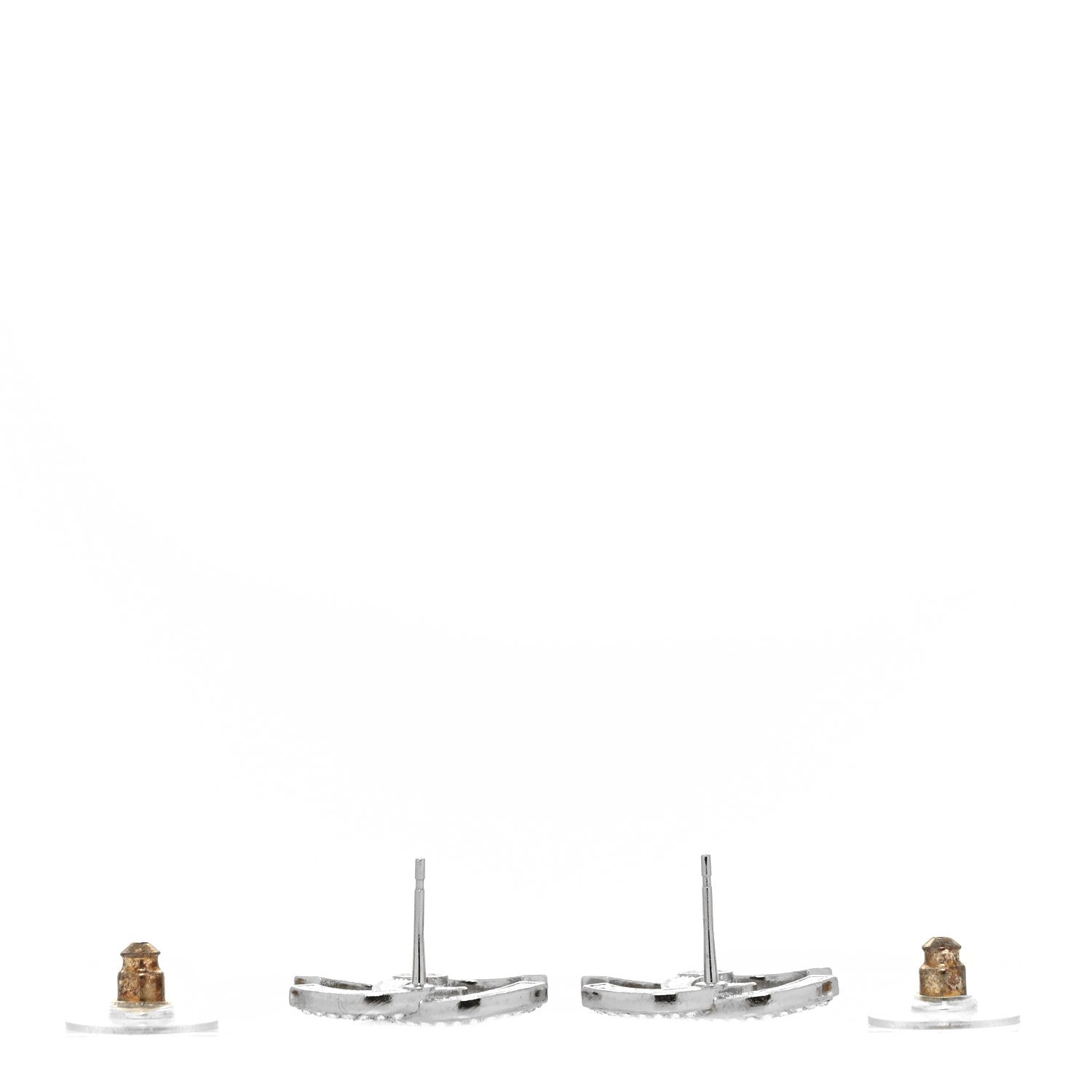 Chanel Crystal CC Earrings Silver 3 of 4