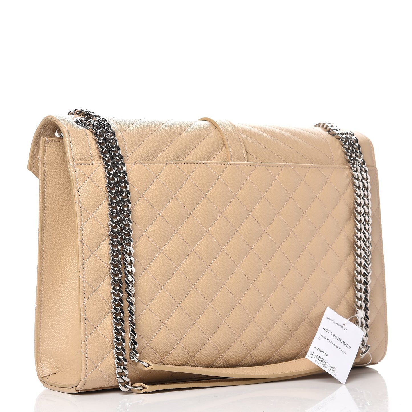 Grain De Poudre Mixed Matelasse Large Triquilt Monogram Satchel Nude Powder