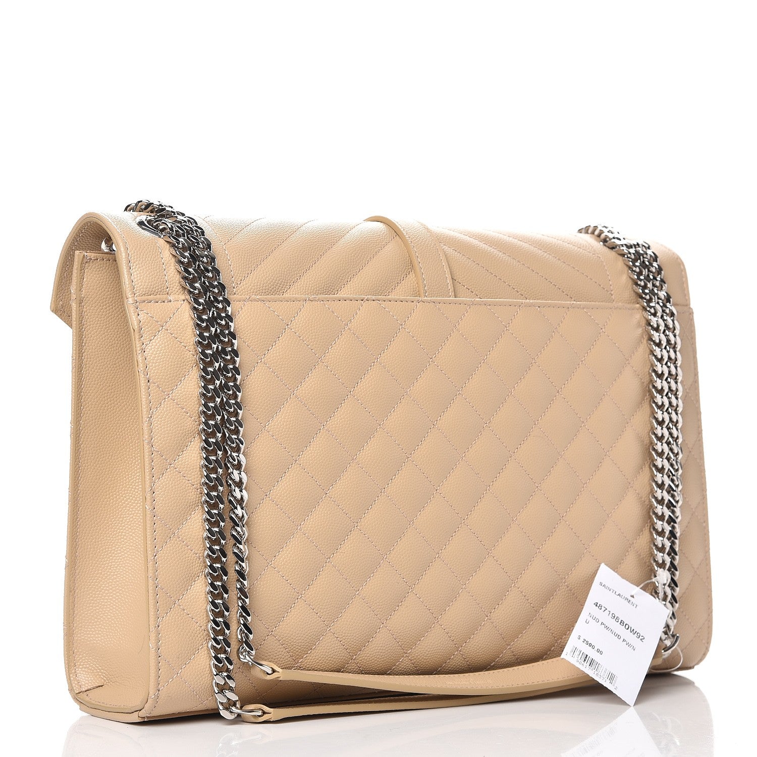 Saint Laurent Grain De Poudre Mixed Matelasse Large Triquilt Monogram Satchel Nude Powder 4 of 9