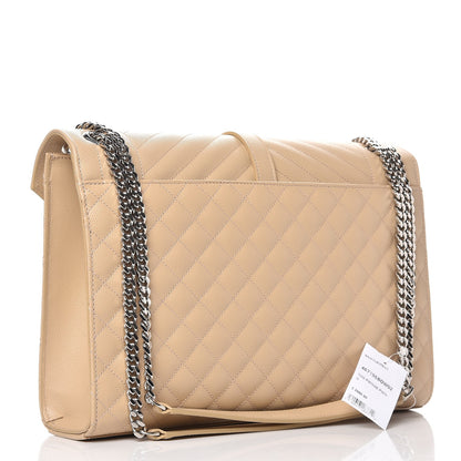 Saint Laurent Grain De Poudre Mixed Matelasse Large Triquilt Monogram Satchel Nude Powder 4 of 9