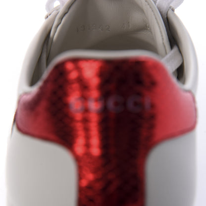 Gucci Calfskin Ayers Bee Embroidered Womens Ace Sneakers 41 White Green 9 of 12