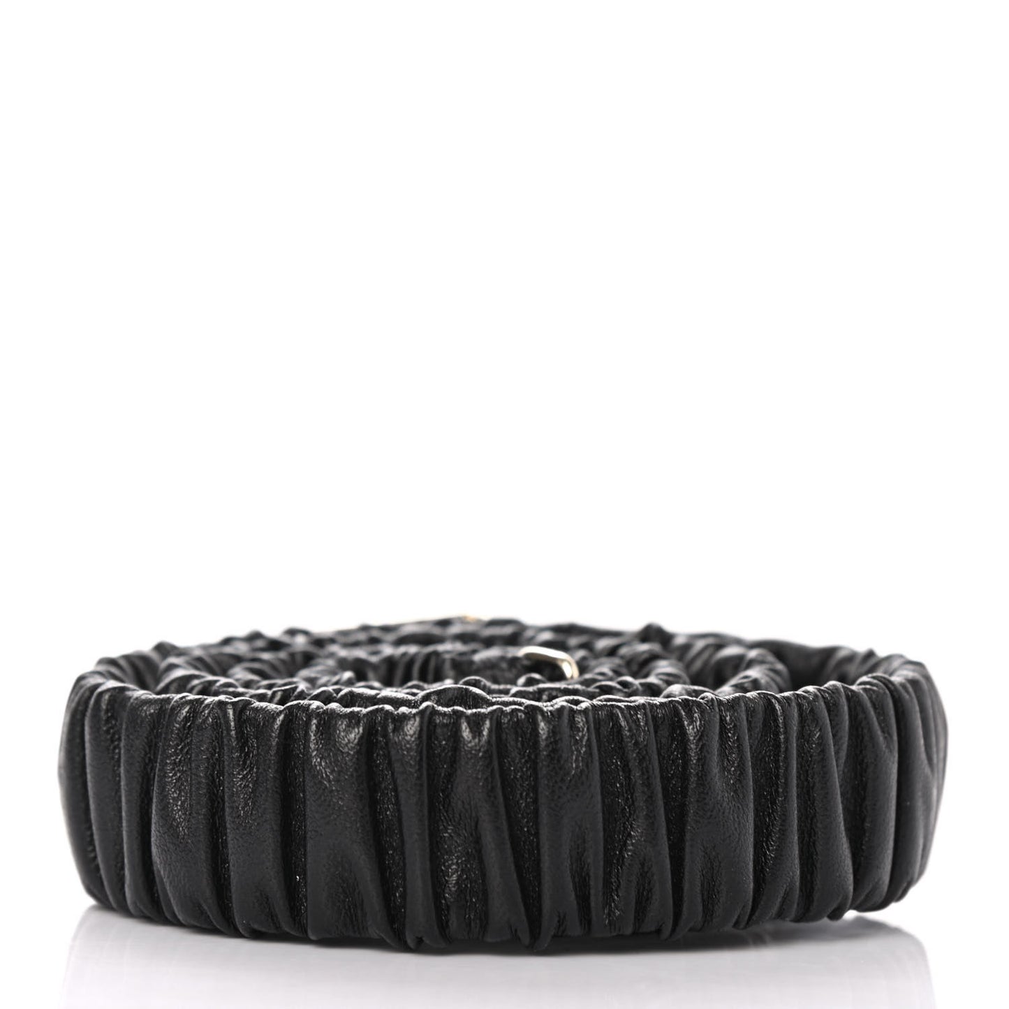 Lambskin Ruched Enamel CC Belt 85 34 Black White