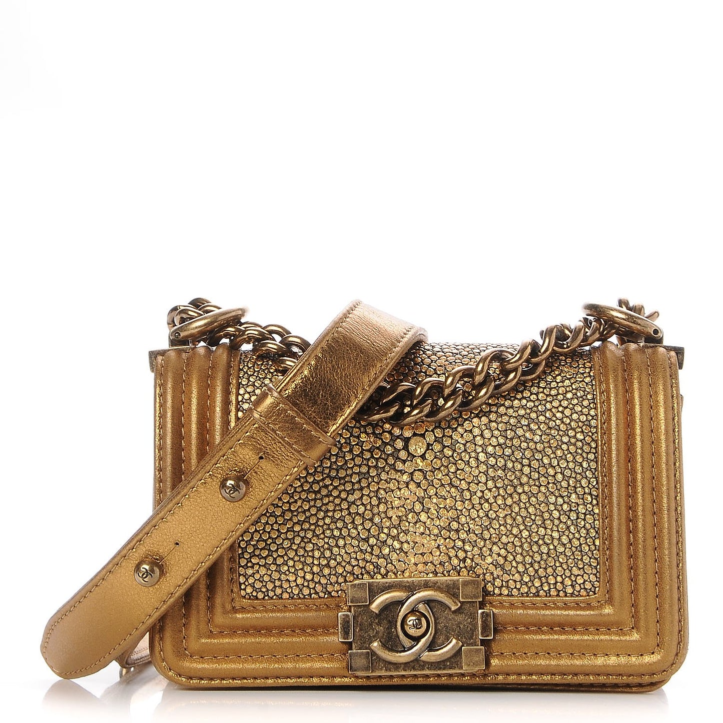 Galuchat Stingray Mini Boy Flap Gold
