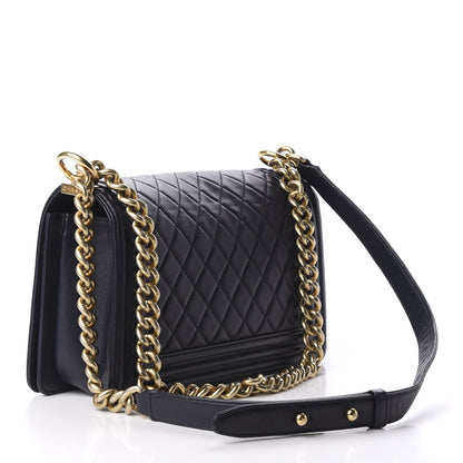 Chanel Lambskin Quilted Medium Boy Flap Dark Navy 3 of 9