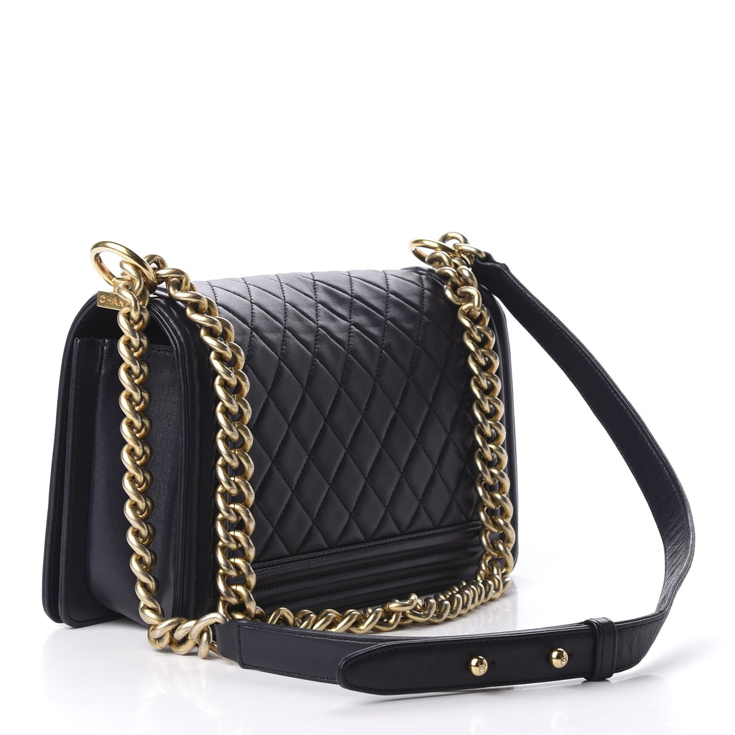 Lambskin Quilted Medium Boy Flap Dark Navy