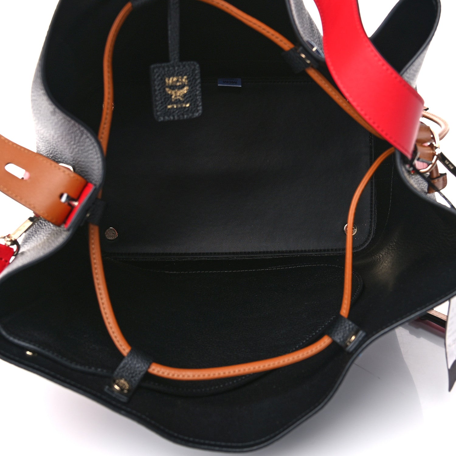 MCM Goatskin Medium Milano Drawstring Bag Black 6 of 10
