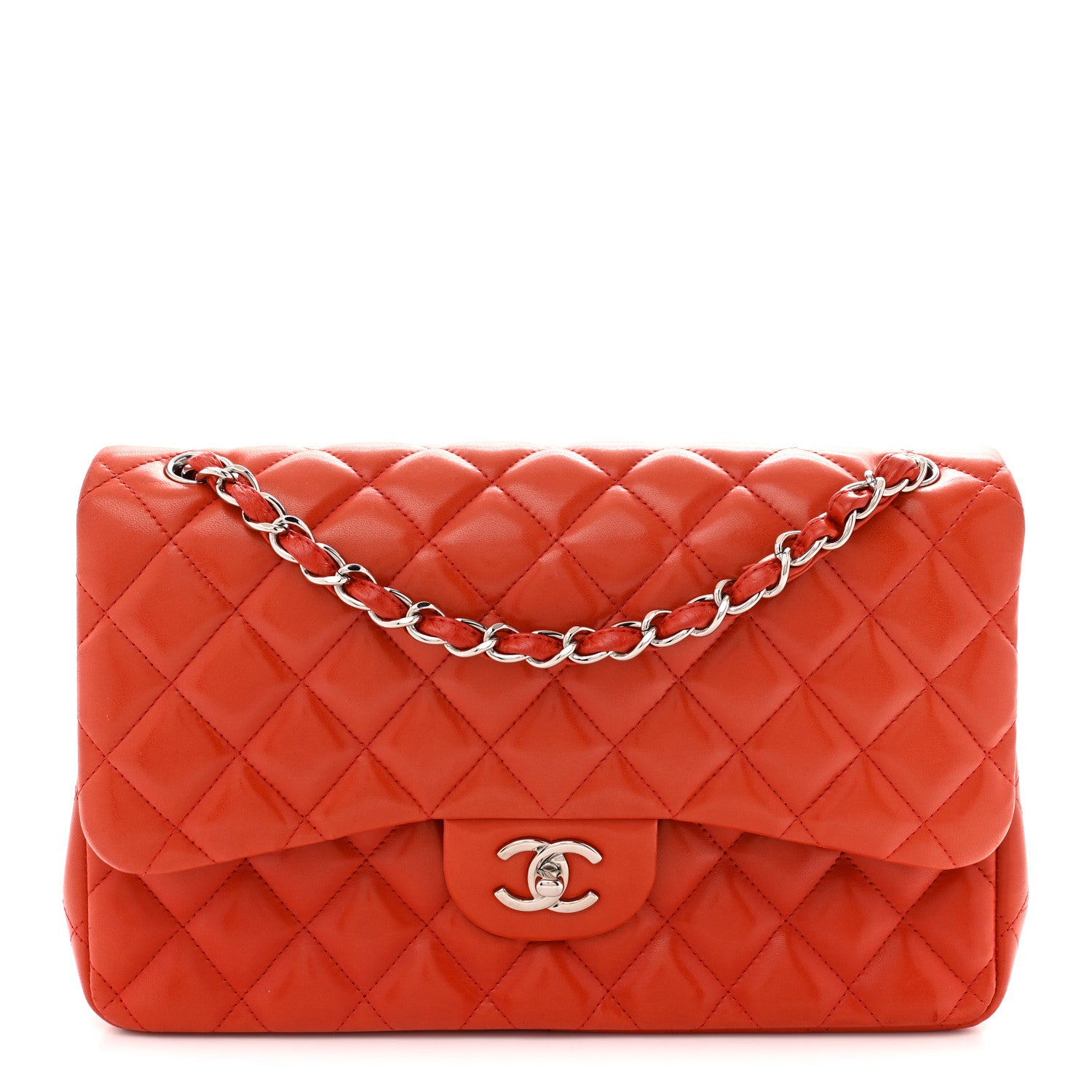 Chanel Lambskin Quilted Jumbo Double Flap Red 1 of 12